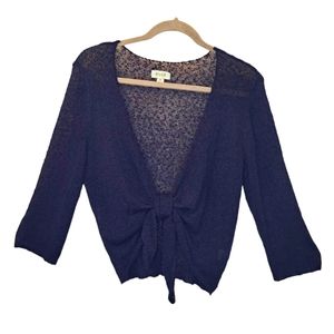 River Navy Blue Lightweight Tie Front Cardigan Cover-Up Size Small